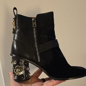 Coach Tea Rose Block Heel Boots NEW